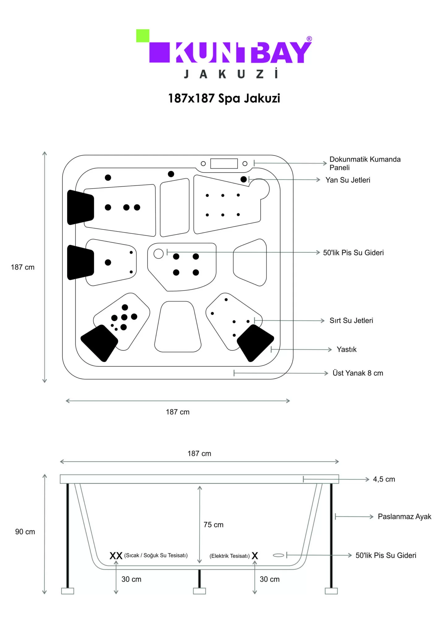 Spa Jakuzi 187 x 187 H 102